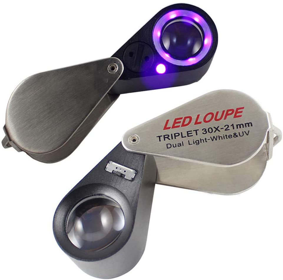 image of LED/UV Triplet Hand Lens 10X, 20X & 30X