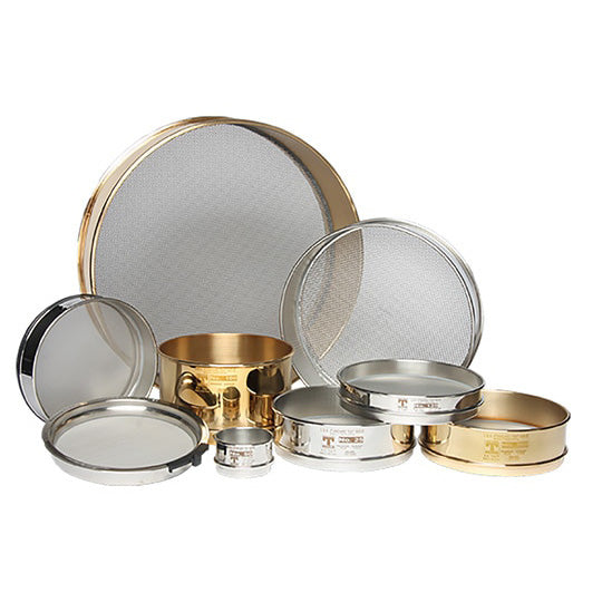 image of 8" W.S. Tyler™ U.S. Standard Sieves - Brass Frame, Brass Mesh Half Height